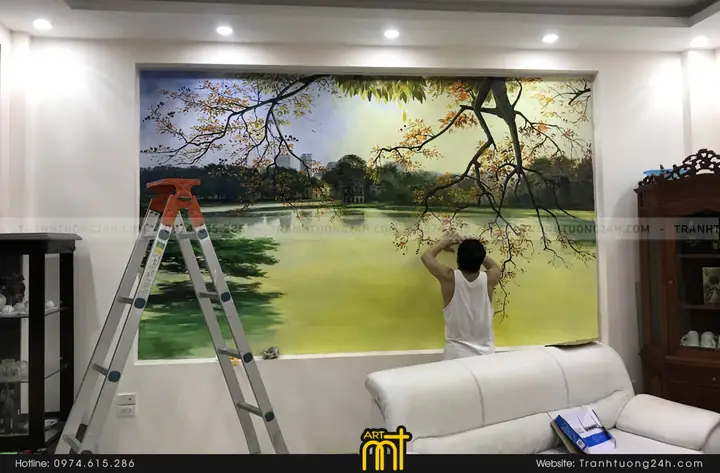 Vẽ tranh tường 3D cho phòng khách, phòng ngủ Vẽ tranh tường 3D cho phòng khách, phòng ngủ