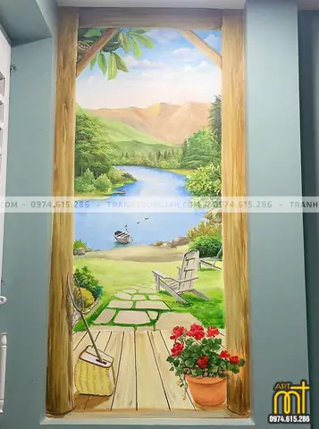 Vẽ tranh tường 3D cho phòng khách, phòng ngủ Vẽ tranh tường 3D cho phòng khách, phòng ngủ