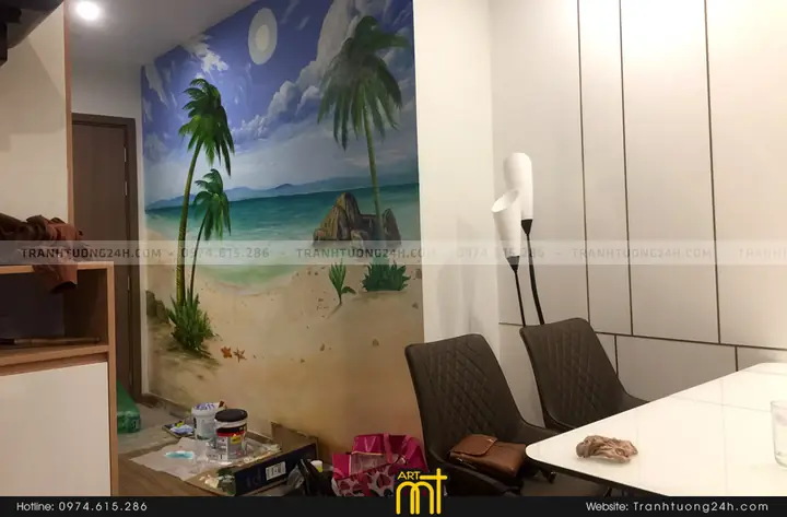 Vẽ tranh tường 3D cho phòng khách, phòng ngủ Vẽ tranh tường 3D cho phòng khách, phòng ngủ