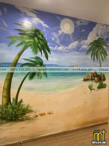 Vẽ tranh tường 3D cho phòng khách, phòng ngủ Vẽ tranh tường 3D cho phòng khách, phòng ngủ